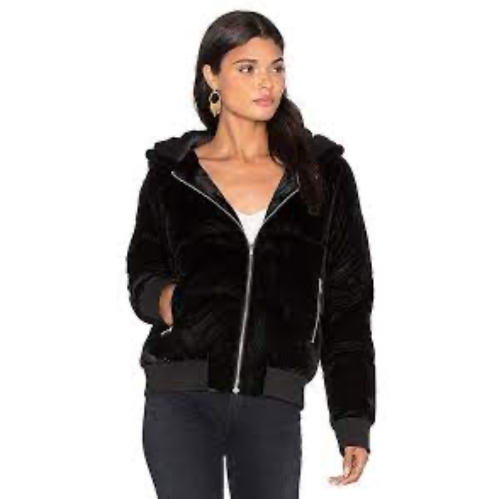 LPA Black velour, puffer jacket - size XS